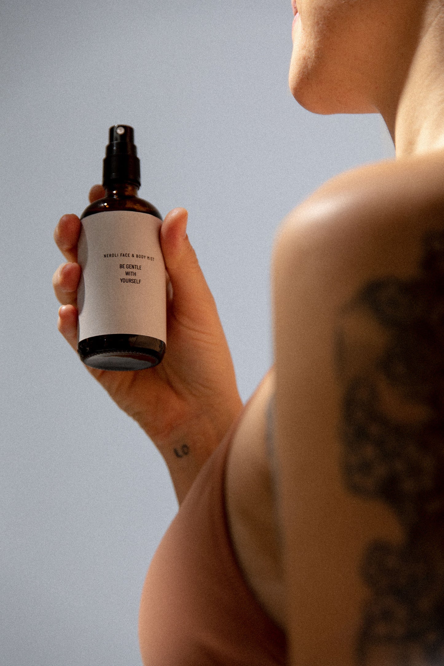 Mama Matters Neroli face and body mist in amber glass bottle with spray nozzle for pregnancy skincare