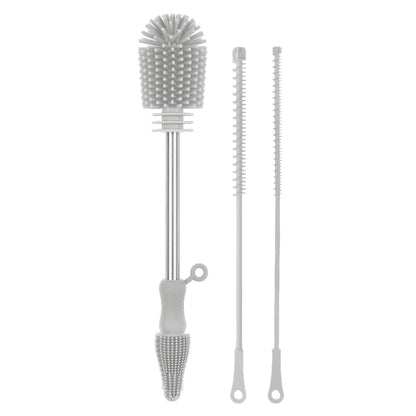 Haakaa silicone cleaning brush kit with bottle brush and two straw brushes for baby bottles and pumps