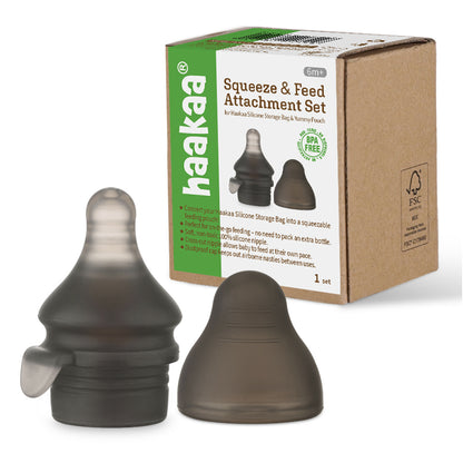 Haakaa squeeze and feed set packaging with BPA-free silicone nipple for babies 6 months and older