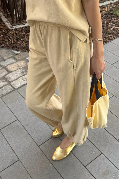 Balloon pants, heavyweight cotton – butter