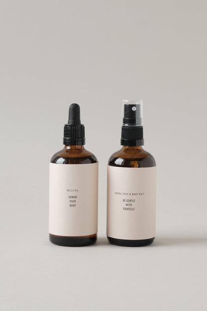 Pregnancy skincare duo with belly oil and neroli mist for hydration