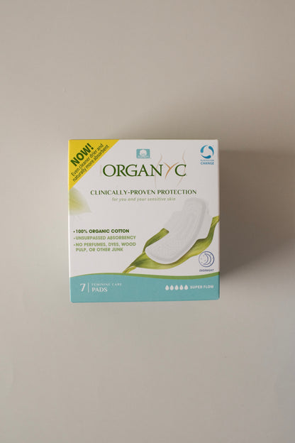 Organic cotton overnight protection pads - maximum coverage