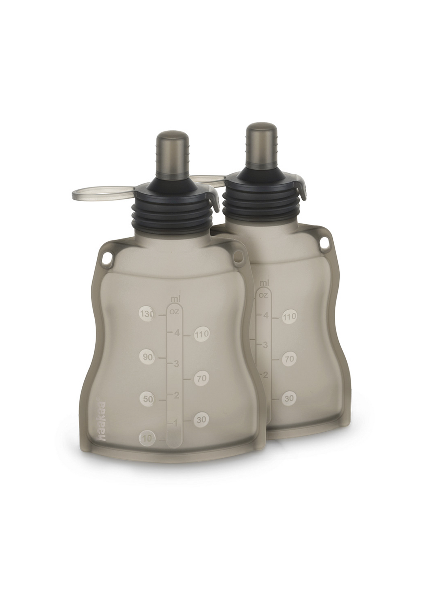 Haakaa silicone yummy pouch set of two reusable baby food pouches with sippy spouts for self-feeding