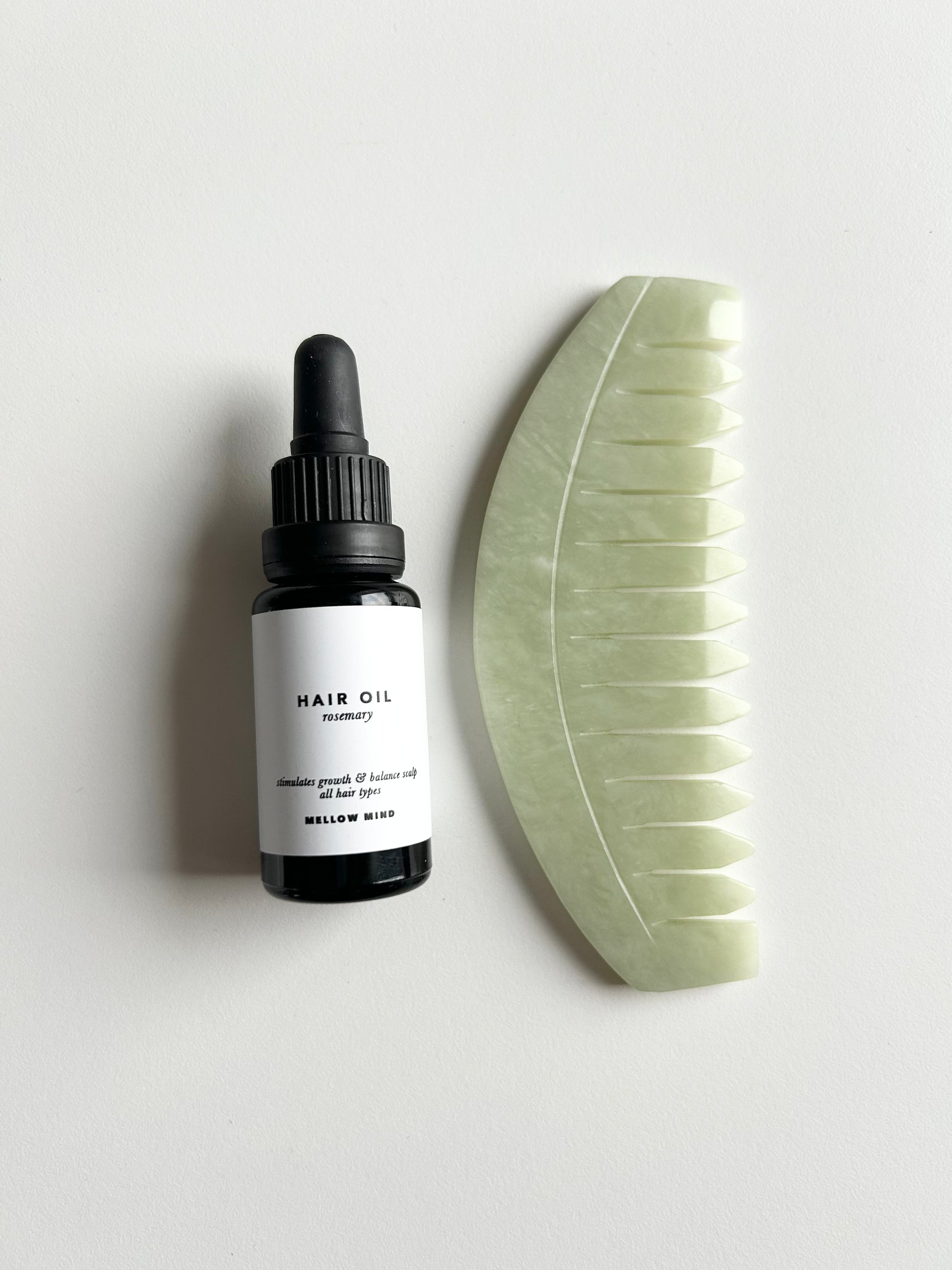 Hair oil and gua sha jade comb bundle