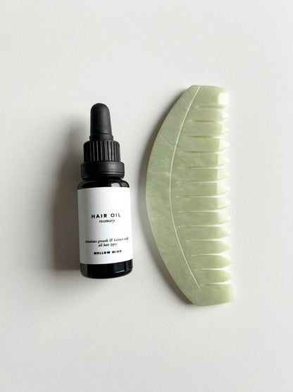 Hair oil and gua sha jade comb bundle