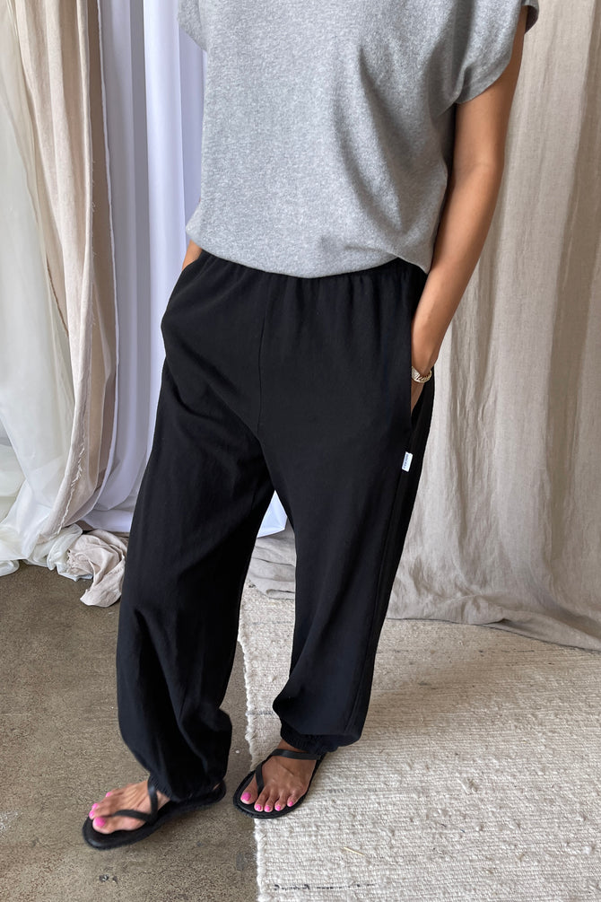 Balloon pants, heavyweight cotton – black