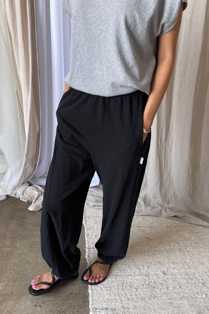 Balloon pants, heavyweight cotton – black