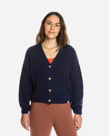 Organic knit cardigan – navy