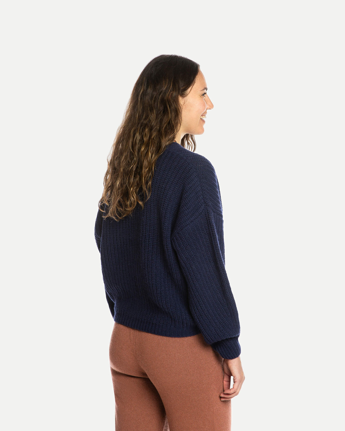 Organic knit cardigan – navy