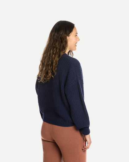 Organic knit cardigan – navy