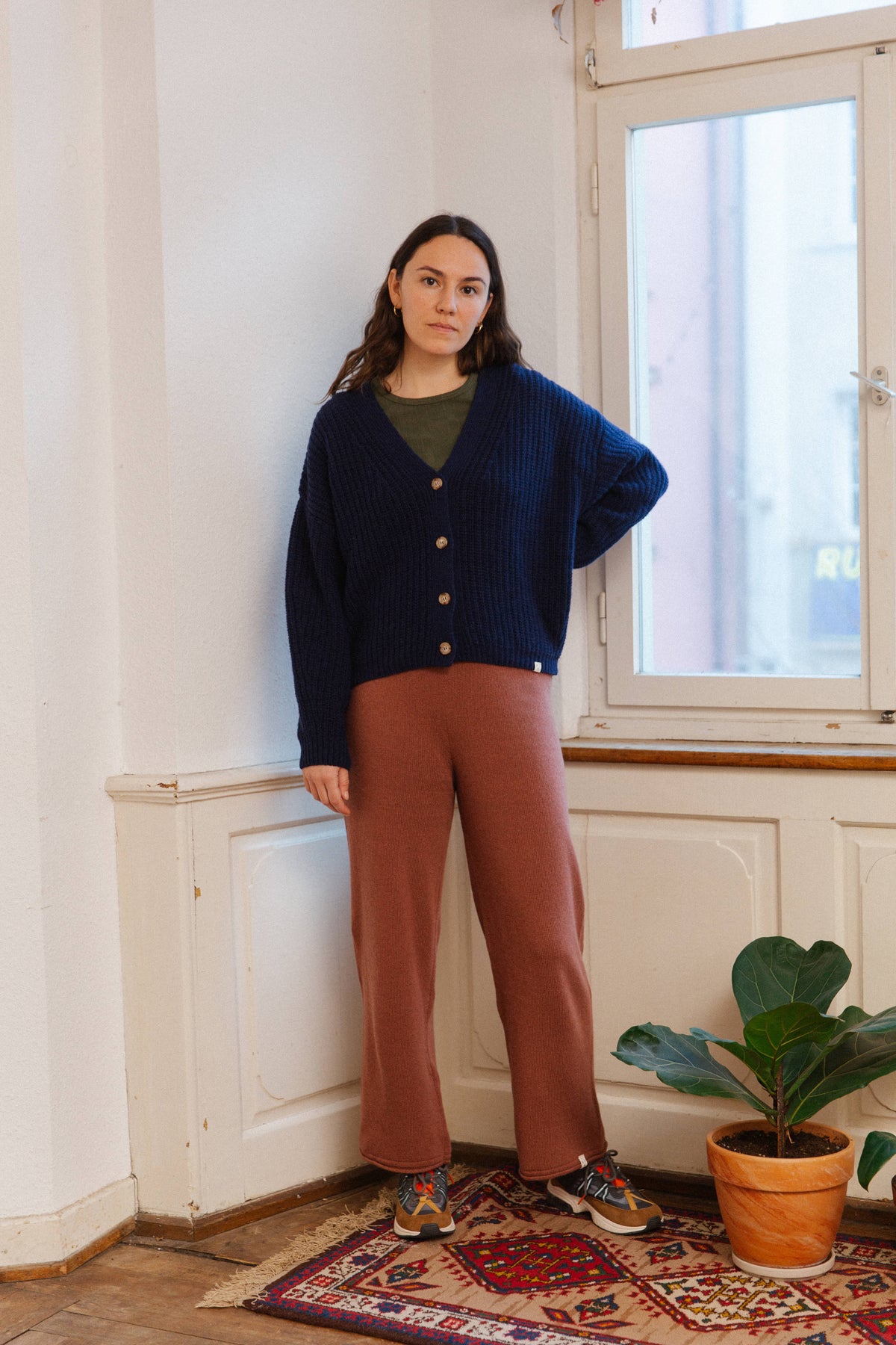 Organic knit cardigan – navy