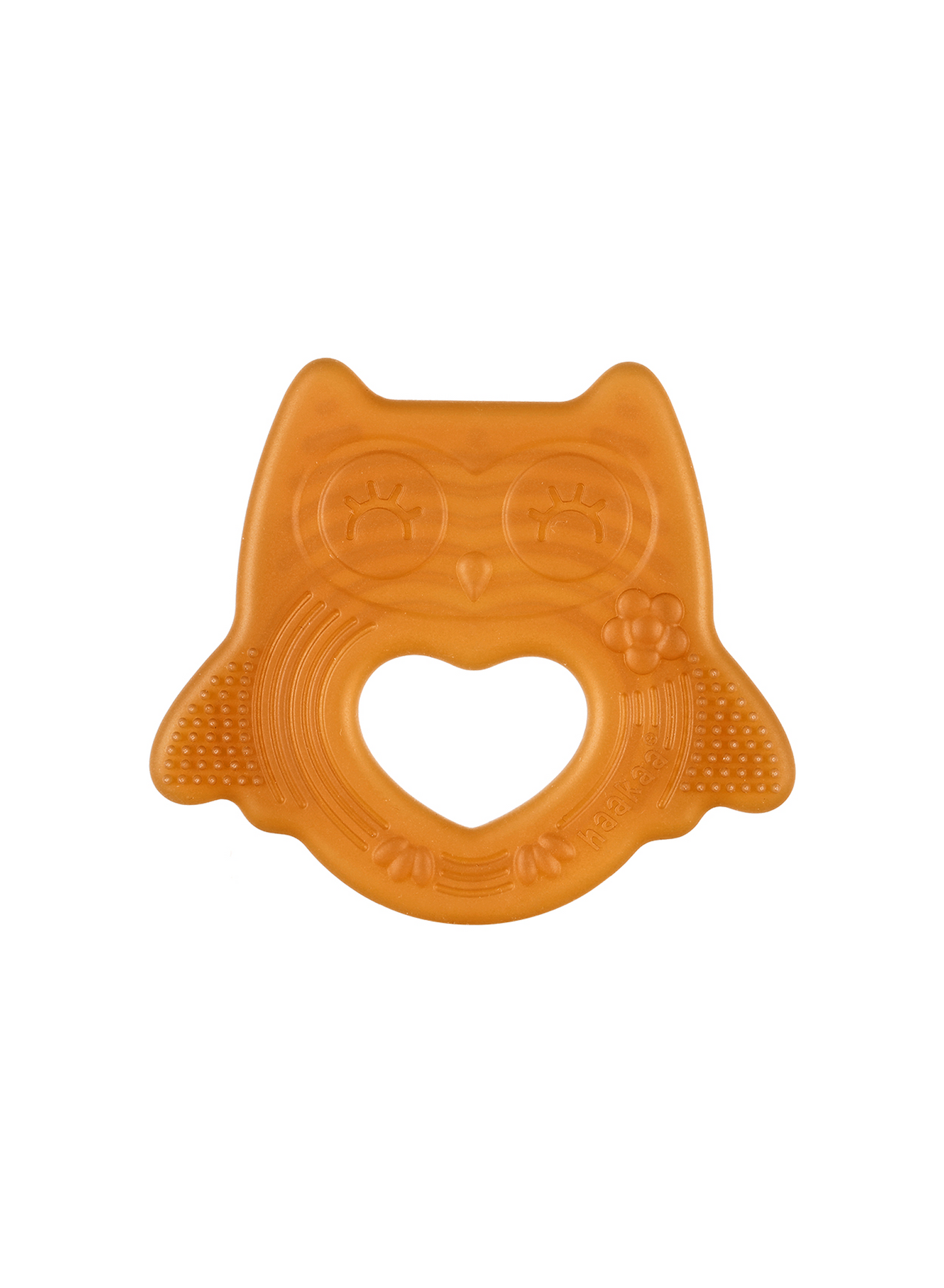 Haakaa owl-shaped baby teether with heart cutout soft silicone