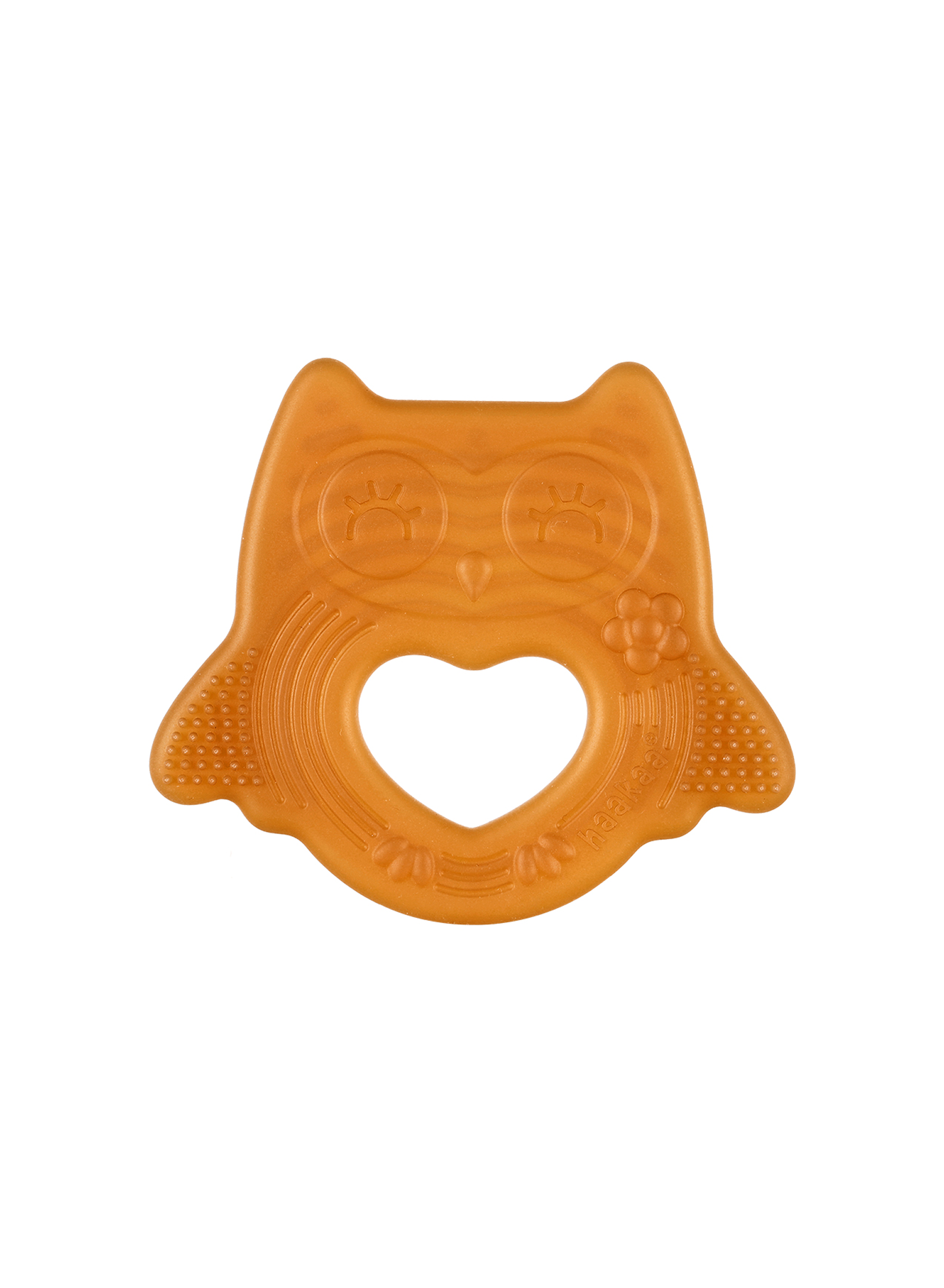 Haakaa owl-shaped baby teether with heart cutout soft silicone