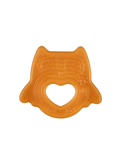Haakaa owl-shaped baby teether with heart cutout soft silicone
