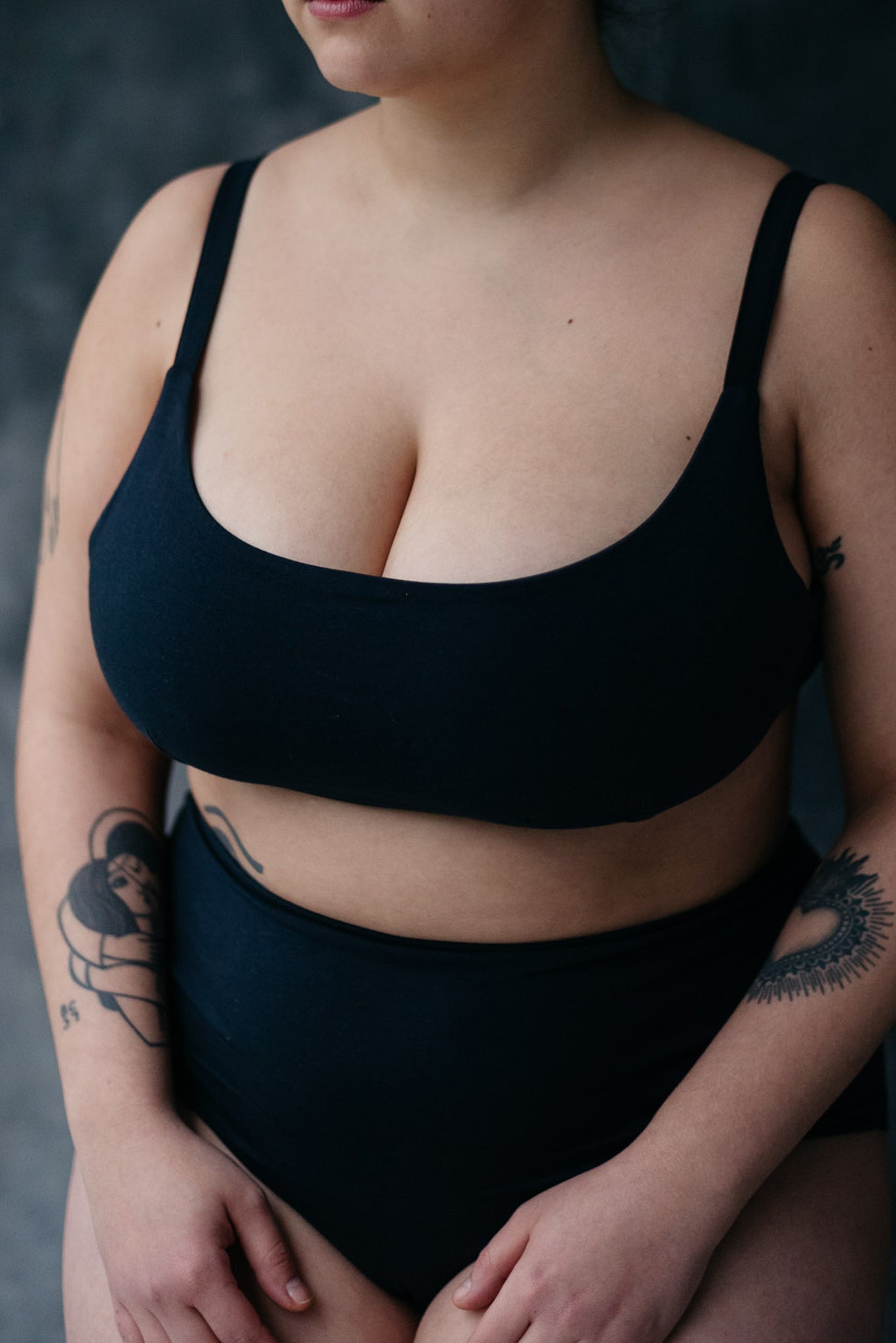 Full organic cotton bra – charcoal blue